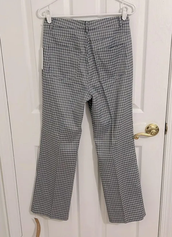 Reformation Franklin Pant Light Blue Check Plaid Print NWT Size 6 - Image 7