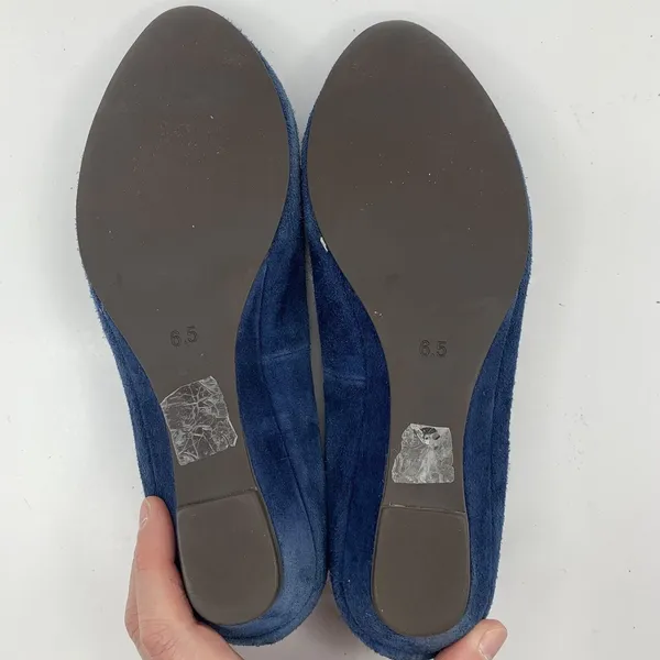 Jeffrey Campbell Size 6.5 Ibiza Reagle Blue Suede Leather Kitten Wedge Shoes - Image 10