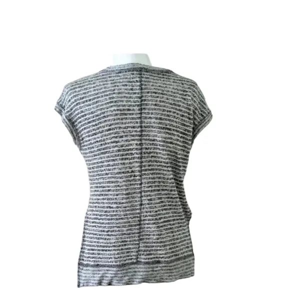 MADEWELL LINEN Striped Knit Split Side High Low Top XS minimalist neutral - Image 4