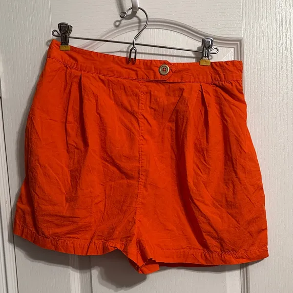 💙NWOT Maeve Anthropologie‎ Orange Pleated Poplin Shorts - Image 2