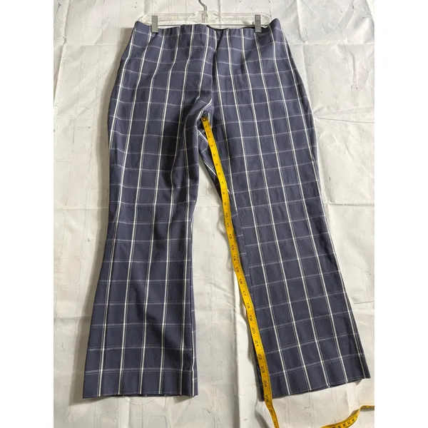 A‎ New Day Plaid Pants Sz 14 Navy Blue Windowpane Stretch Pull On Trousers Work - Image 7