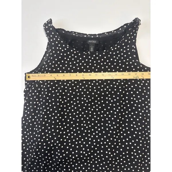 White House Black Market‎ Polka Dot Sleeveless Shell Top Black White Large - Image 5