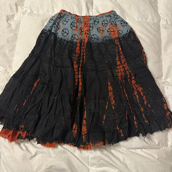 Raj Bohemian Black and Orange Peace Skirt - NWT - OS - Image 2