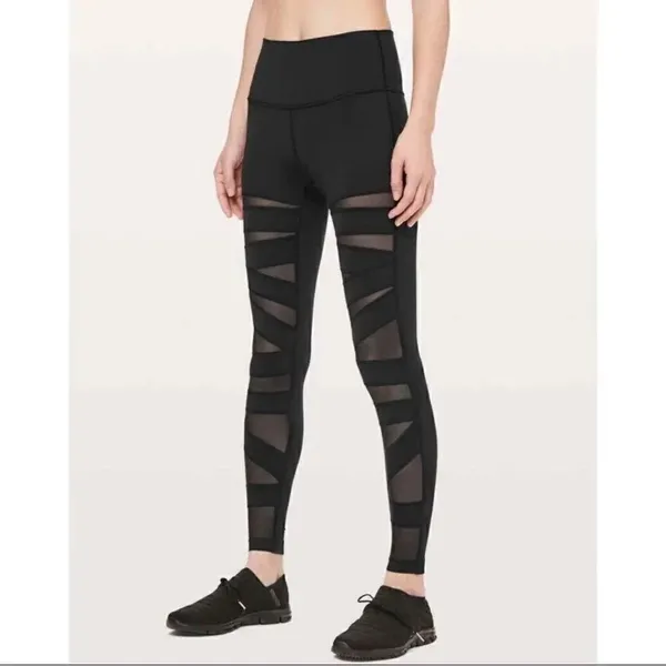 Lululemon High Rise Wunder Under Tech Mesh Black 6 - Image 3
