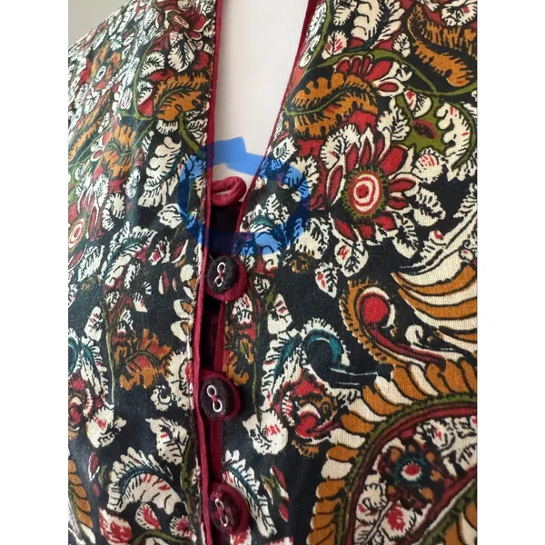Biba Indian Printed Button Front Half Collar Long Sleeve Maxi Dress - Image 11