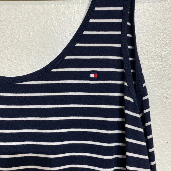 Tommy Hilfiger Navy Blue Striped Romper Sz M - Image 5