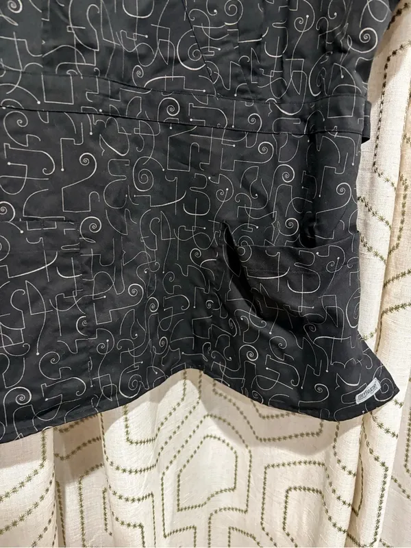 Grey's Anatomy Black Scrub Top V-Neck XL - Image 3