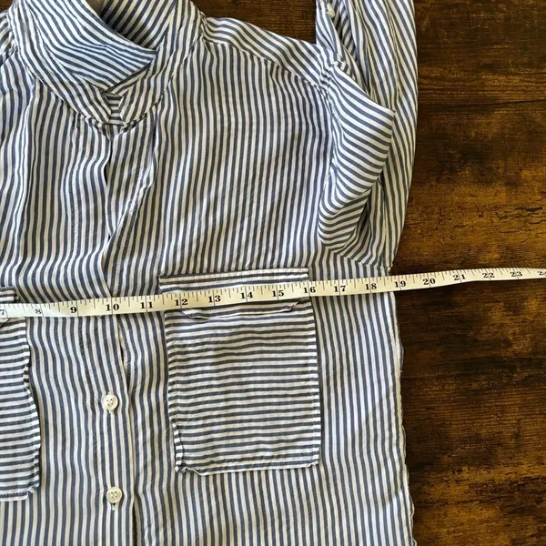 Maeve Anthropologie Blue and White Striped Button Down Shirt - Image 10