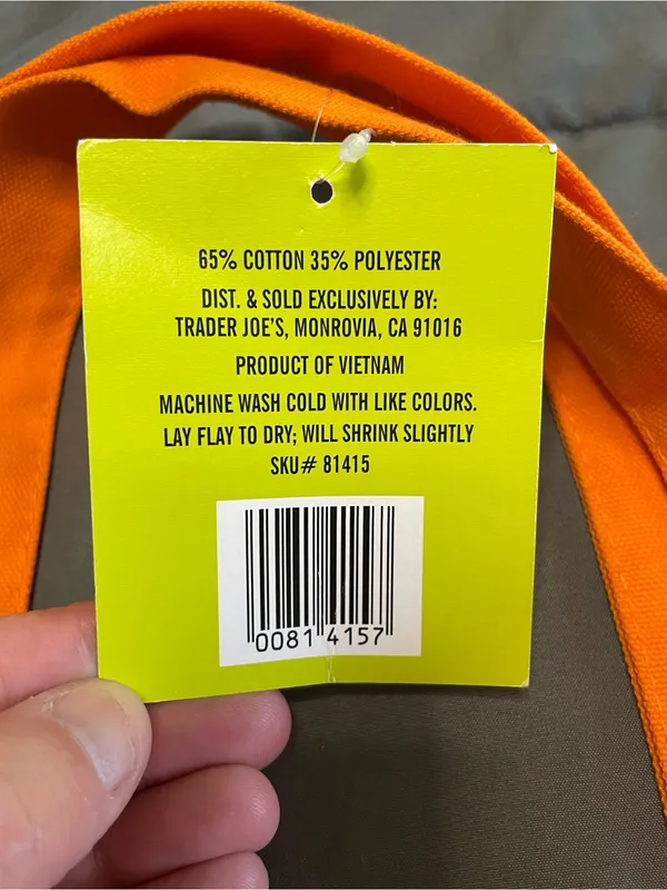 Trader Joe's Trick Or Treat Canvas Tote Bags - Limited Edition Orange and Black - Image 3