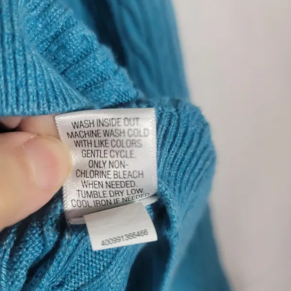 Croft & Barrow Teal Blue Cable Knit Sweater Crewneck Long Sleeve Women's Size M - Image 7