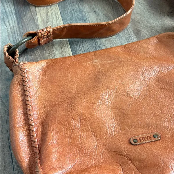 FRYE Cognac Leather Crossbody Saddle‎ Bag Braided Boho Chic Western Inspired - Image 10