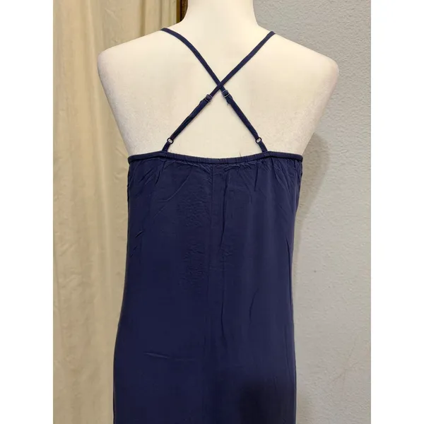 Old Navy Maxi Dress Size S Navy Blue Rayon Cami V-Neck Cross Back Summer Coastal - Image 12