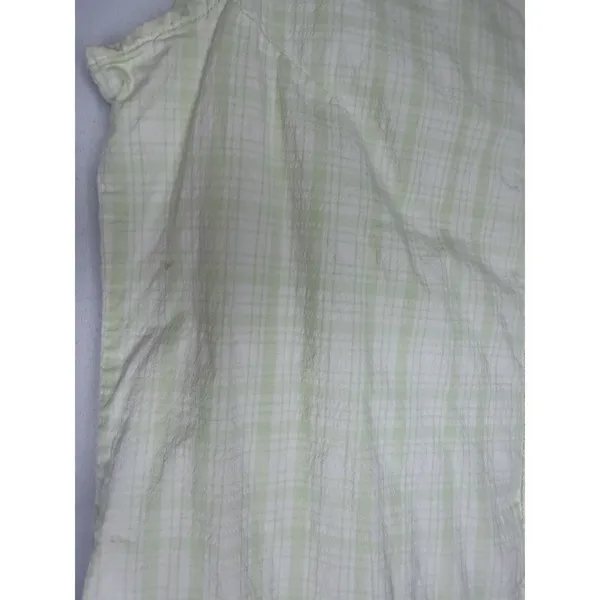 Bugle Boy Women's Size Med Light Yellow White Plaid Sleeveless Button Down VTG - Image 3