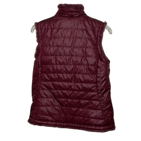 Nicole Miller Original Reversible Vest Womens Small Wine Red Faux Fur Quilted - Image 9