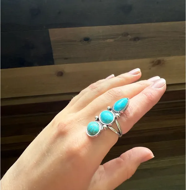 Faux turquoise ring Size 8 Blue - Image 2
