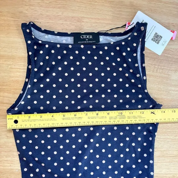 NWT Cider Blue White Boat Neck Polka Dot Top & Ruffle Hem Mid Rise Skirt Set XS - Image 8