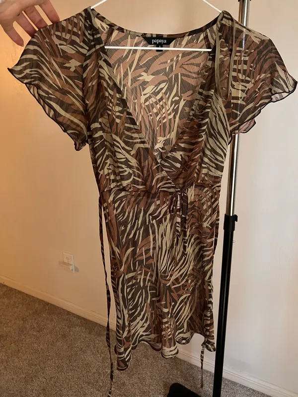 Papaya Y2K Sheer Brown Animal Print Blouse - Image 2