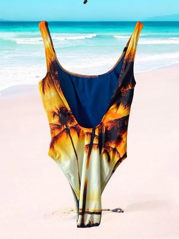 Aerie Sunset Palm Tree Cheekiest One Piece Swimsuit NWT XS - Image 4