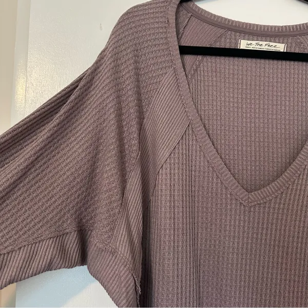 Free People Santa Clara Thermal Waffle Knit Long Sleeve Womens Small - Image 6