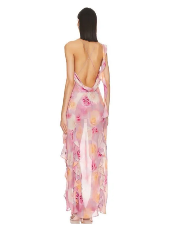 For Love & Lemons Beate Maxi Dress in Pink Floral | Dreamy Rose Print M $298 - Image 3