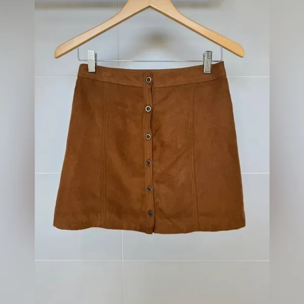 Hollister Brown Button-Front Mini Skirt Size 3‎ - Image 2