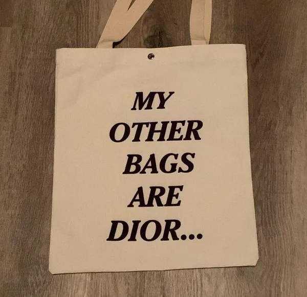 New Canvas Bag “My other bags are Dior” Everyday use/ Office/ work bag/ Travel - Image 3