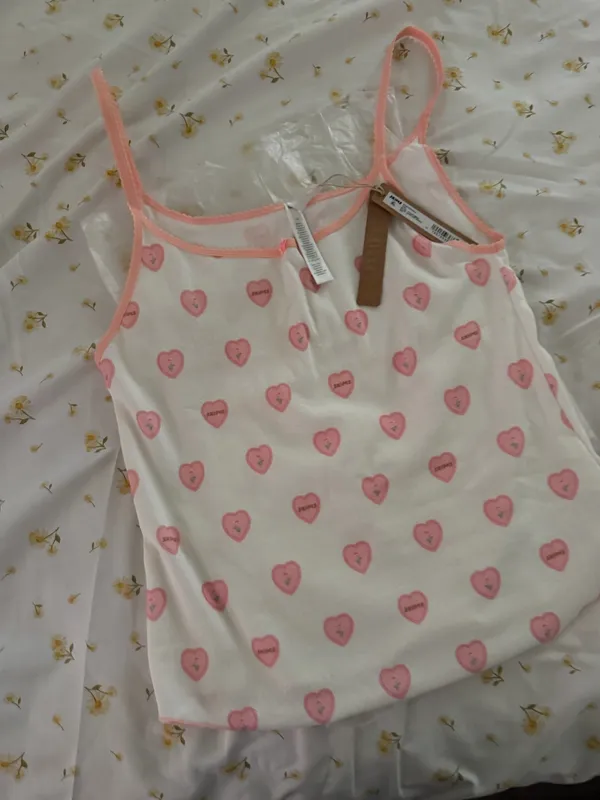 SKIMS POINTELLE TANK Snow Lace Hearts sz L - Image 3