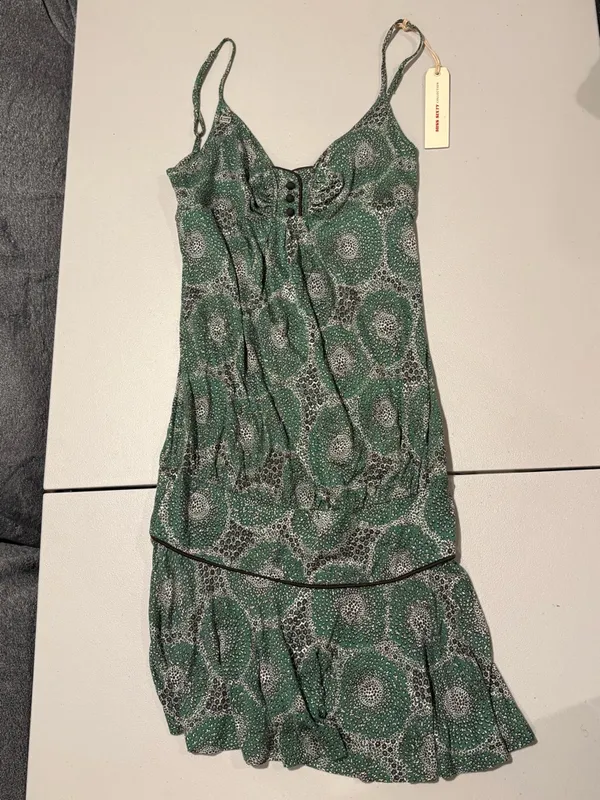 Vintage Y2K Miss Sixty Drop Waist Silk Blend Mini Dress NWOT Green Fairycore L - Image 2