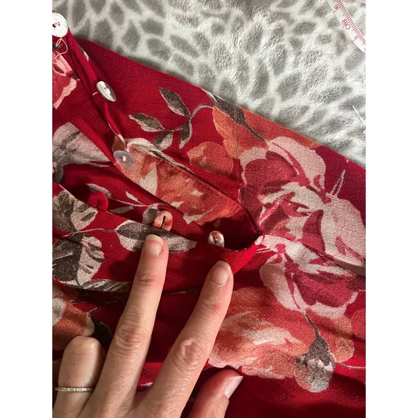 Vintage Red Floral Maxi Skirt sz Small 25 Coastal‎ Chic Resort 80s Boho Romantic - Image 5