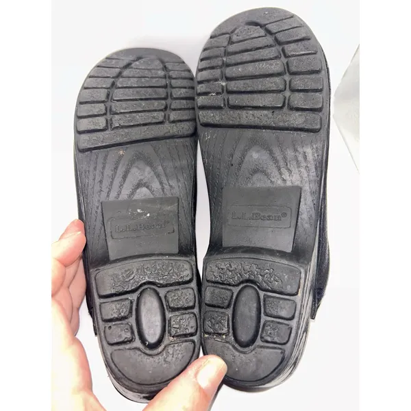 LL Bean Womens Black Leather Clogs Mules Slip On Shoes Sz 9 Comfort Granola Girl - Image 7