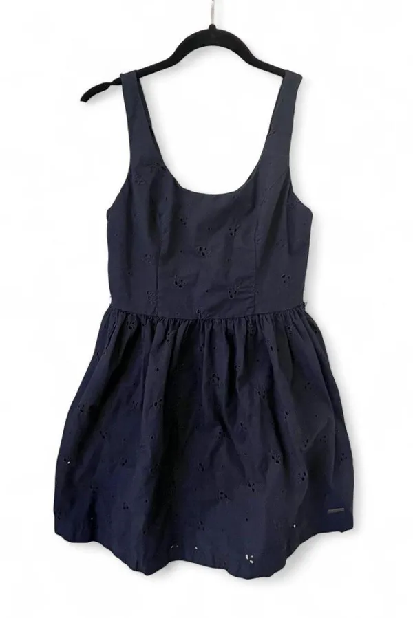 Abercrombie Navy Eyelet Dress - Image 4