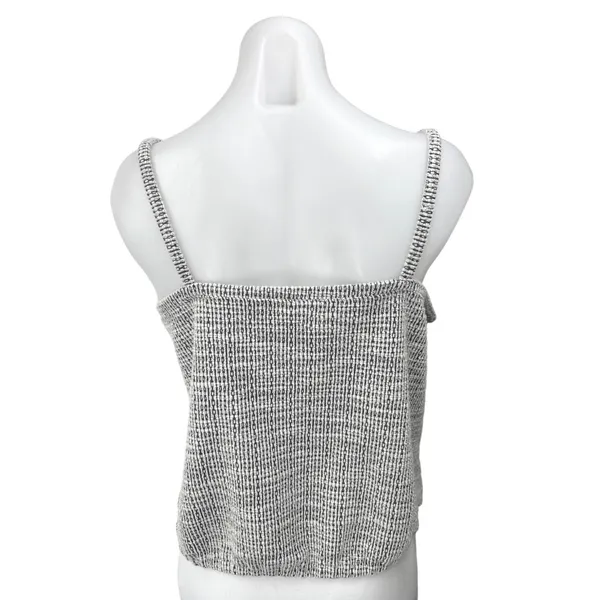 Ann Taylor LOFT Gray Sleeveless Knit Cami Camisole Bubble Hem Crop Tank Top Sz L - Image 2
