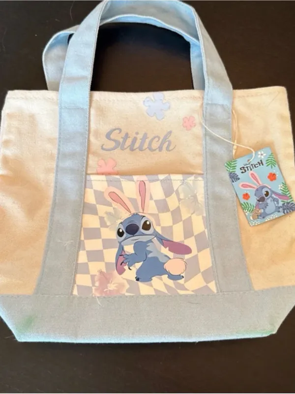 Disney Light Blue & Cream Stitch Canvas Tote Bag - Image 5