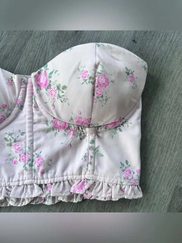 Pink Corset Strapless Bustier Top Women’s Medium Coquette Ballet Feminine - Image 3