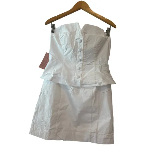 BHLDN White‎ Strapless Vest Mini Dress NWT Size M Bridal - Image 3