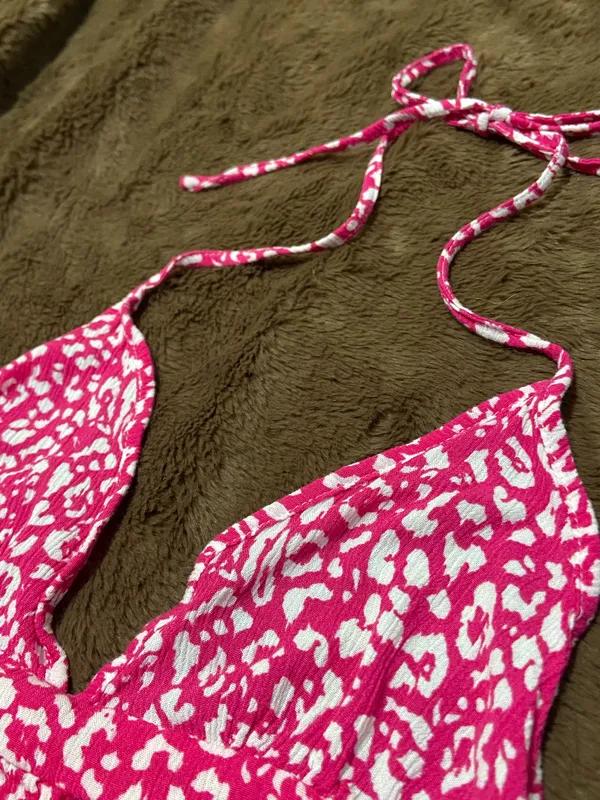 Hot Pink Halter Tie Top Size XS - Image 2