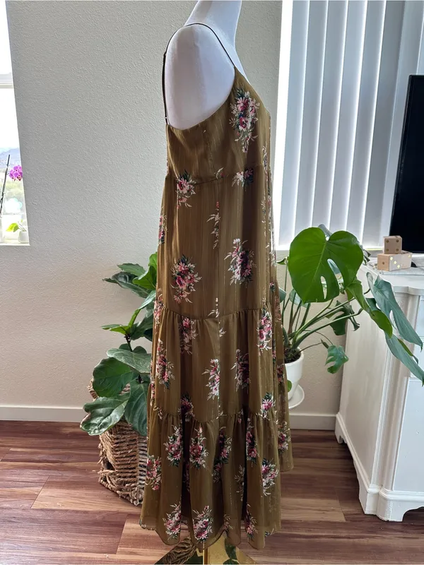 MADEWELL Cami Tier Midi Dress Metallic Classic Corsage Nosegay Floral Sz. 6 - Image 7