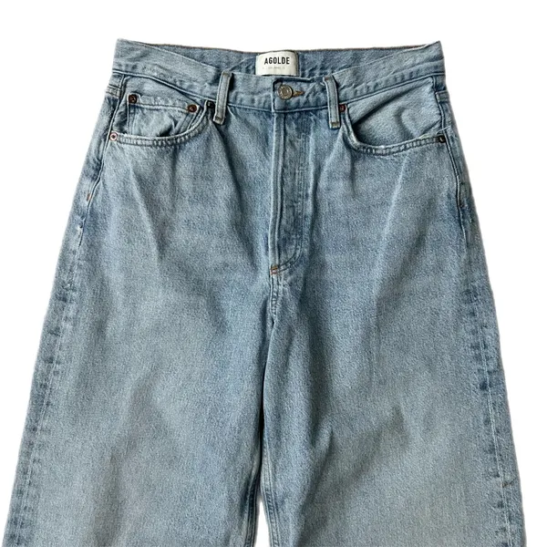AGOLDE Dame Wide Leg 100% Regenerative Cotton Light Blue Jeans High Rise Size 27 - Image 3