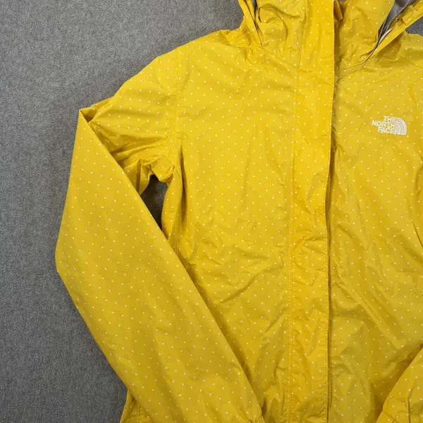 The North Face Women's Small Rain Jacket Hooded Yellow White Polka Dot Full Zip - Image 3
