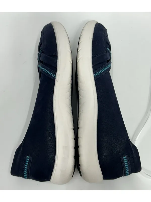 Clarks Cloudsteppers Womens Size 9.5M Adella Poppy Slip On Shoes Navy Blue - Image 9
