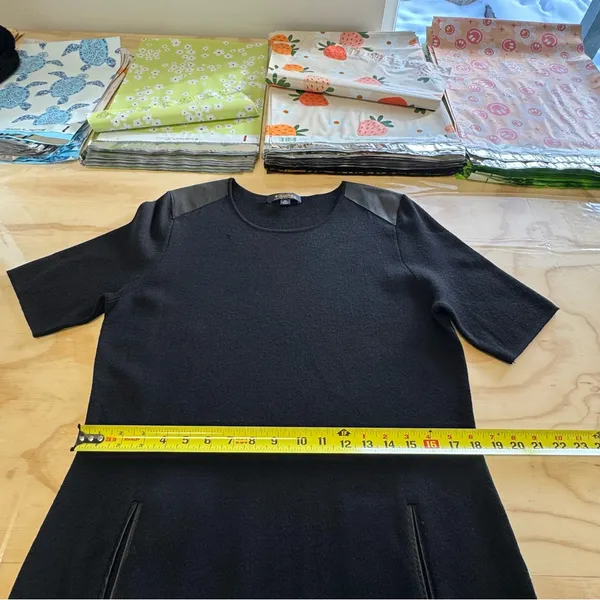 Brooks Brothers‎ Leather Combo Wool Knit Shift Midi Dress Black XL - Image 12