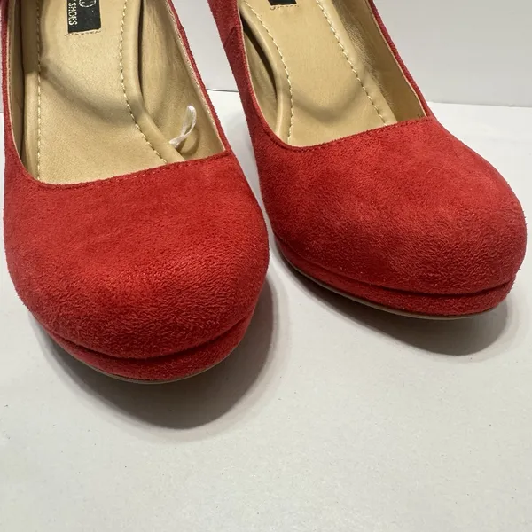 Daily Mary Jane Pumps High‎ Heels Dress Shoes Red Suede 8.5 Party Retro Pumps - Image 4