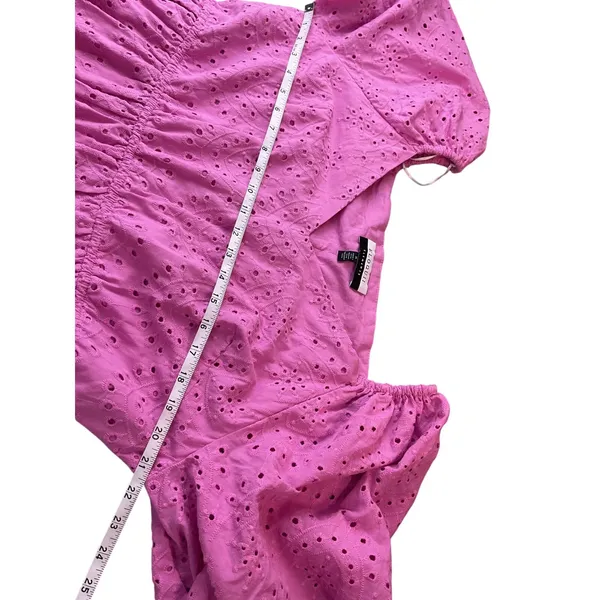 ELOQUII Elements Pink Eyelet Lace Tiered Midi Dress ‎ Belted Size 16 - Image 6