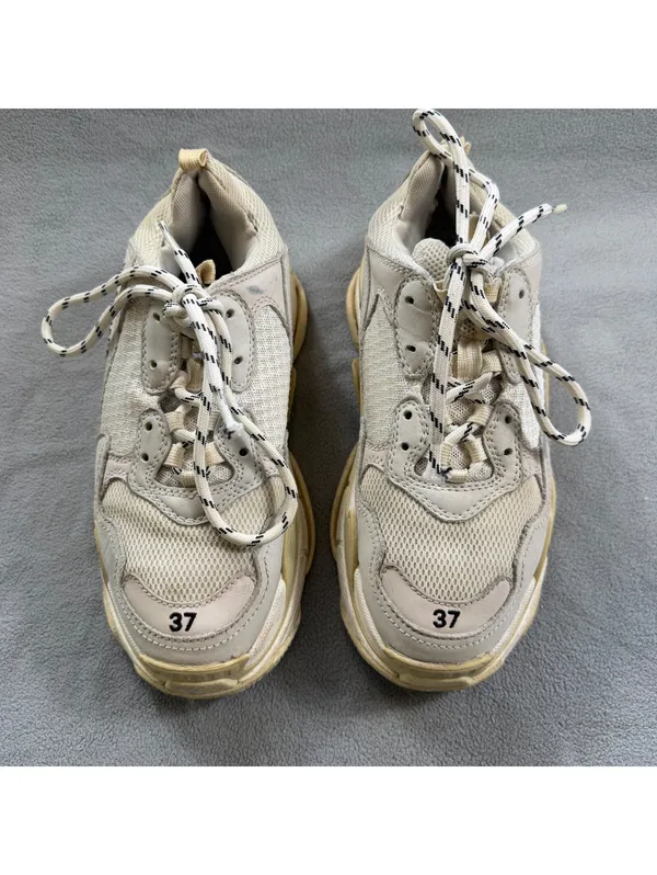 Balenciaga Triple S Women’s EU 37 US 7 White Cream Chunky Sneakers 524039 - Image 2