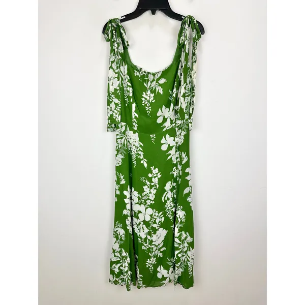Reformation Twilight Mystique Midi Dress Floral Viscose Green Square Neck US 8 - Image 2