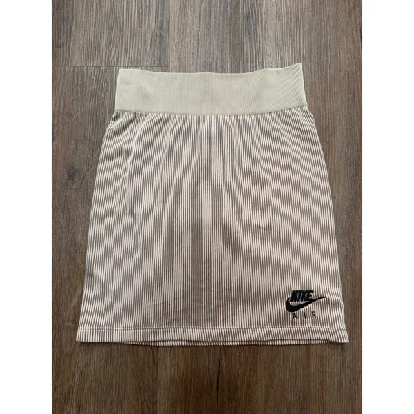 Nike Air Striped Knit‎ Mini Skirt Tan Brown Casual Athletic Women's XS ribbed - Image 2
