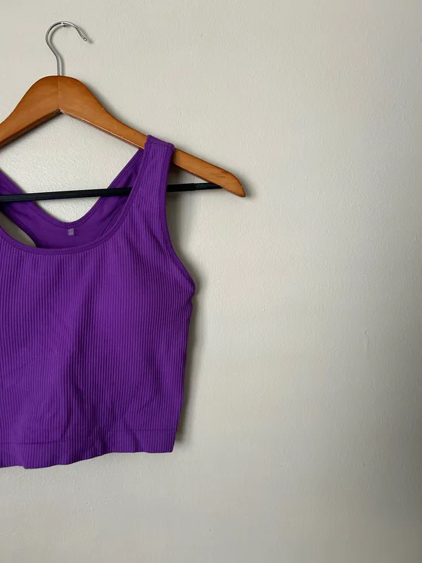 Calia purple ribbed crop top - Image 2