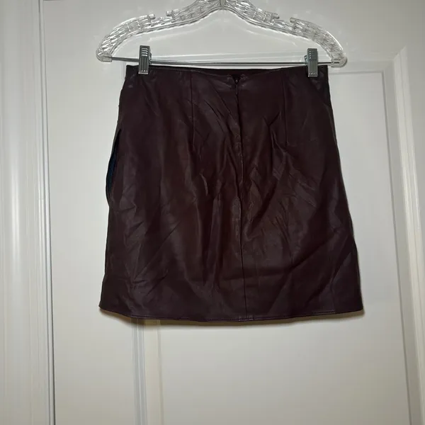 Abercrombie & Fitch Faux Leather Wrap Mini Skirt Brown XS party going out - Image 3
