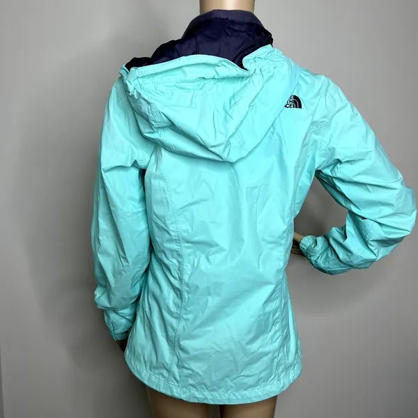 North Face Blue Full Zip Hooded Raincoat Jacket - Image 3