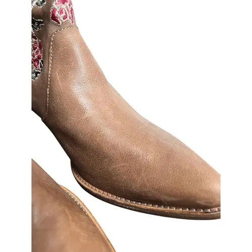 Anthropologie Marco Delli Embroidered Leather Western Boot Size 36 Floral Cowboy - Image 11